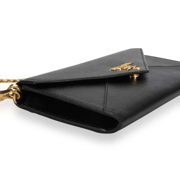 Prada Black Saffiano Leather Envelope Chain Wallet - Picture 5 of 7